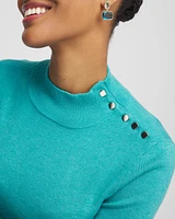 Ecovero™ Button Mock Neck Sweater