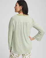 Linen Embellished V-Neck Tunic