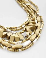 Wood-Beaded Bib Necklace