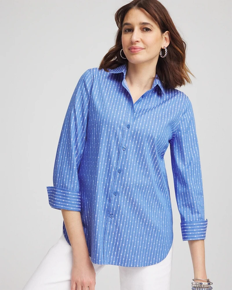 No Iron™ Dot Stripe Stretch Shirt