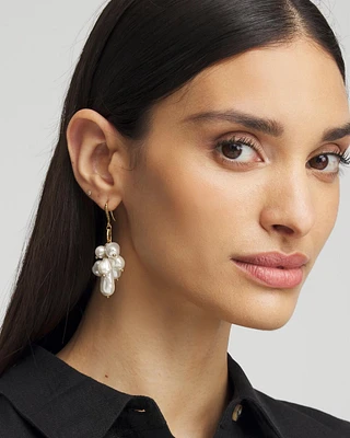 No Droop™ Faux-Pearl Cluster Earrings