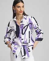 No Iron™ Stretch Abstract Print 3/4 Sleeve Shirt