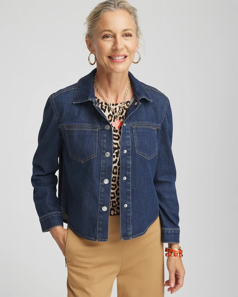 Cropped Denim Shacket