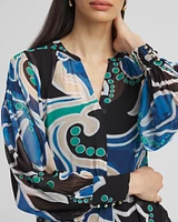 Pintuck Detail Swirl Print Top