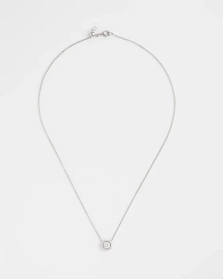 Silver Tone Drop Stone Necklace