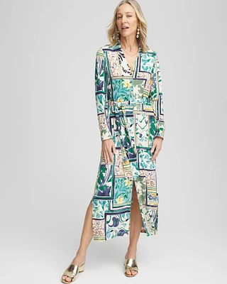 Patchwork Print Maxi Shirtdress