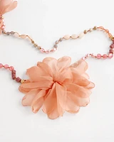 Pink Floral Aventurine Long Single Necklace