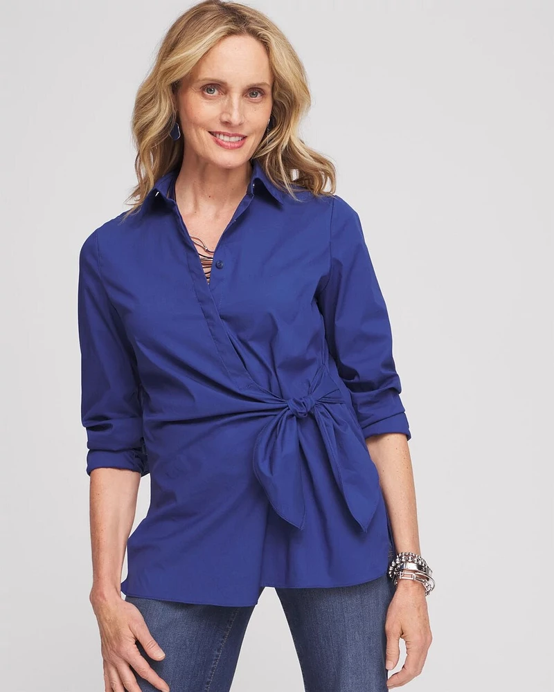 Poplin Tie Front Shirt