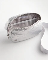Metallic Silver Quilted Belt Bag