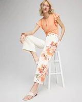Floral High-Rise Wide-Leg Cropped Jeans
