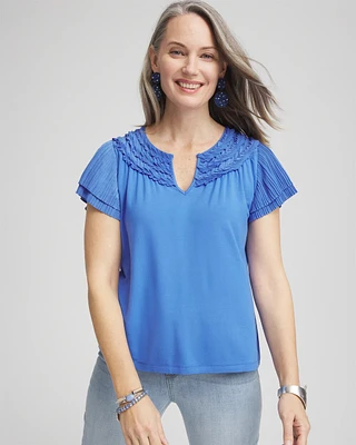 Touch of Cool™ Layered Pleated Flutter Tee