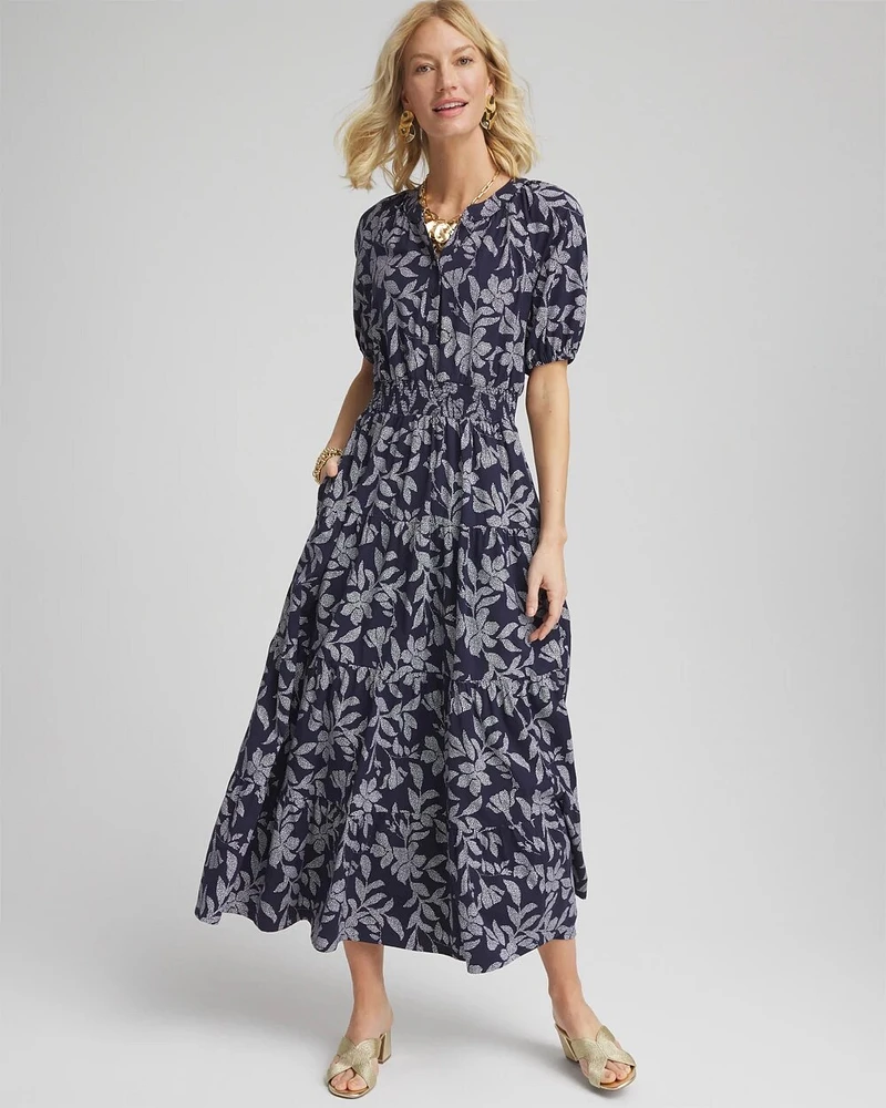 Poplin Smocked Waist Maxi Dress
