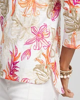 Slub Floral 3/4 Sleeve Tee