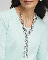 Silver Tone Pebble Y-Drop Necklace
