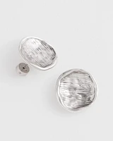 Silver Tone Round Disc Stud Earrings