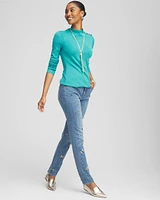 Ecovero™ Button Mock Neck Sweater