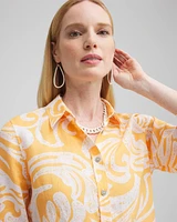 No Iron™ Linen Scroll 3/4 Sleeve Shirt