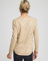 Foil Plaid V-Neck Pullover