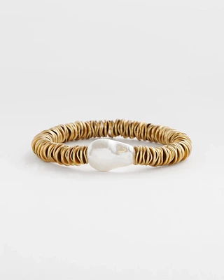 Modern Pearl Gold-Tone Hero Stretch Bracelet