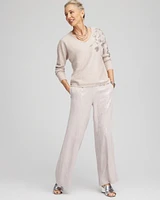 Sequin V-Neck Pullover Sweater