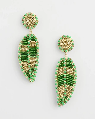 No Droop® Glass Bead Leaf Earrings