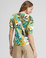 Palm Print Square Neck Top