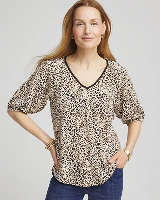 Leopard Braided Linen Top
