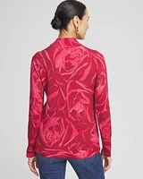 Rose Print Mockneck Pullover Sweater