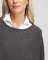 Faux Pearl Cashmere Blend Poncho