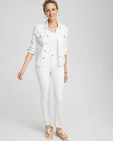 No Stain Girlfriend Fray Hem Ankle Jeans