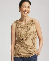 Sleeveless Ruffle-Appliqué Tank Top