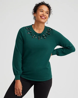 Zenergy® Rhinestone Neck Sweatshirt