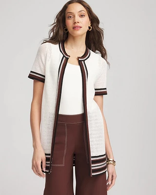 Pointelle High-Style Short-Sleeve Cardigan