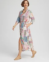Belted Paisley Patch Maxi Shirtdress