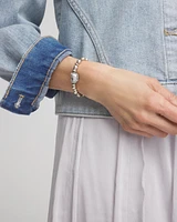 Silvertone Freshwater Pearl Stretch Bracelet