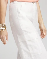 Linen Cargo Wide-Leg Cropped Pants