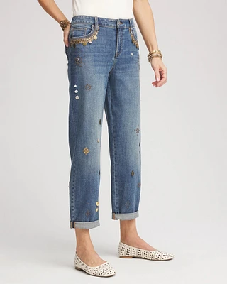 Embellished Cropped Jeans