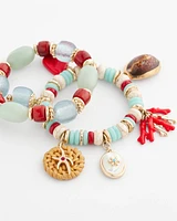 Set of Two Stretch Coral Charm Bracelets