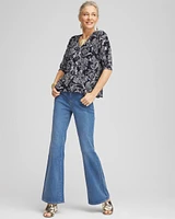 Snakeskin Print Crinkle Elbow Sleeve Tee