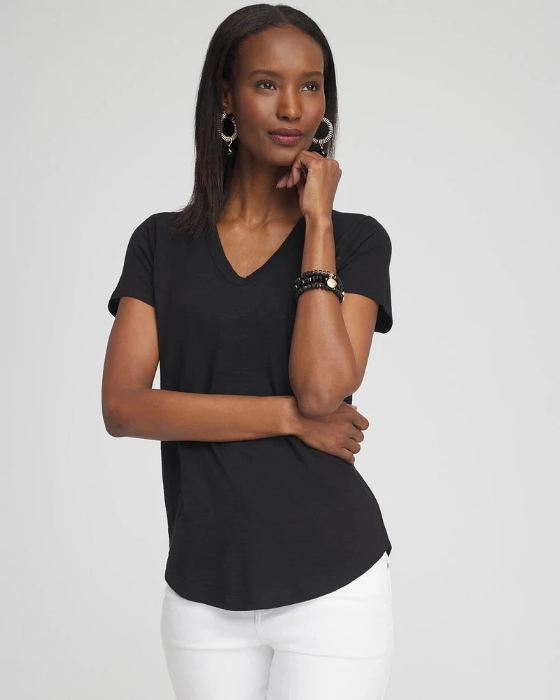 Cap Sleeve V-neck Tee