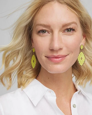 No Droop® Green Filigree Drop Earrings