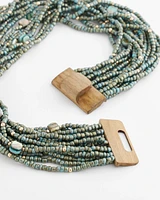 Tropical Tonal Seed Bead Bib Necklace