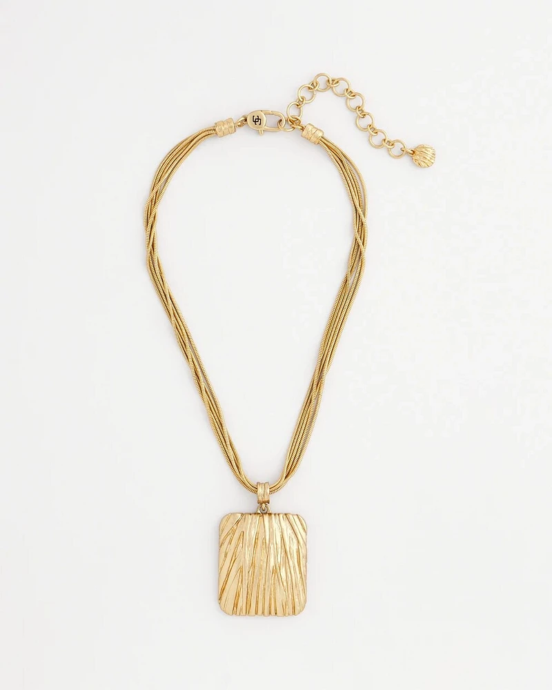 Goldtone Crinkle Pendant Necklace