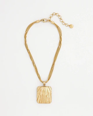 Goldtone Crinkle Pendant Necklace