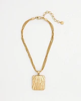 Goldtone Crinkle Pendant Necklace