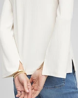 Ribbed Ruched-Neck Top