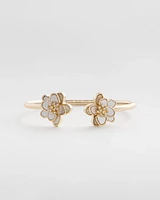 Genuine Shell Flower Flex Cuff Bracelet