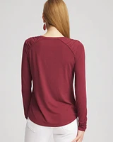 Touch of Cool™ Gathered Sleeve Floral Print Tee