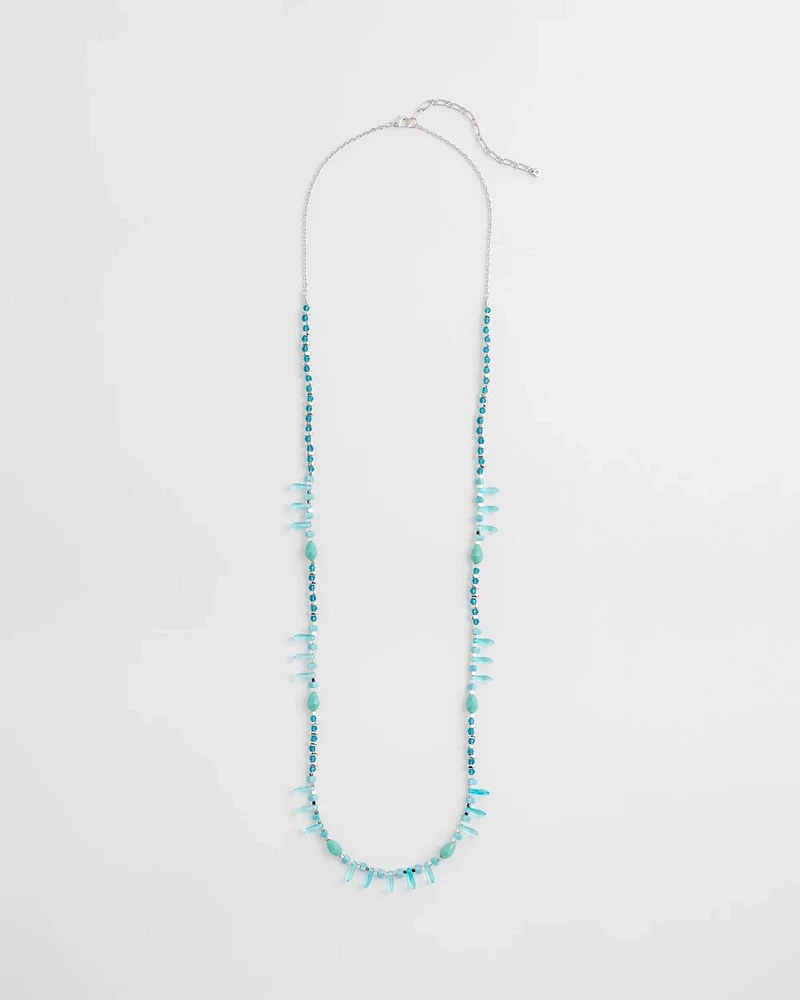 Teal Beaded Single Strand Necklace