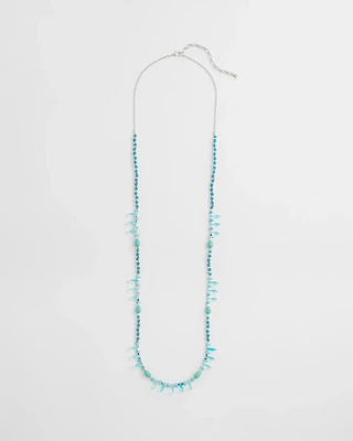 Teal Beaded Single Strand Necklace